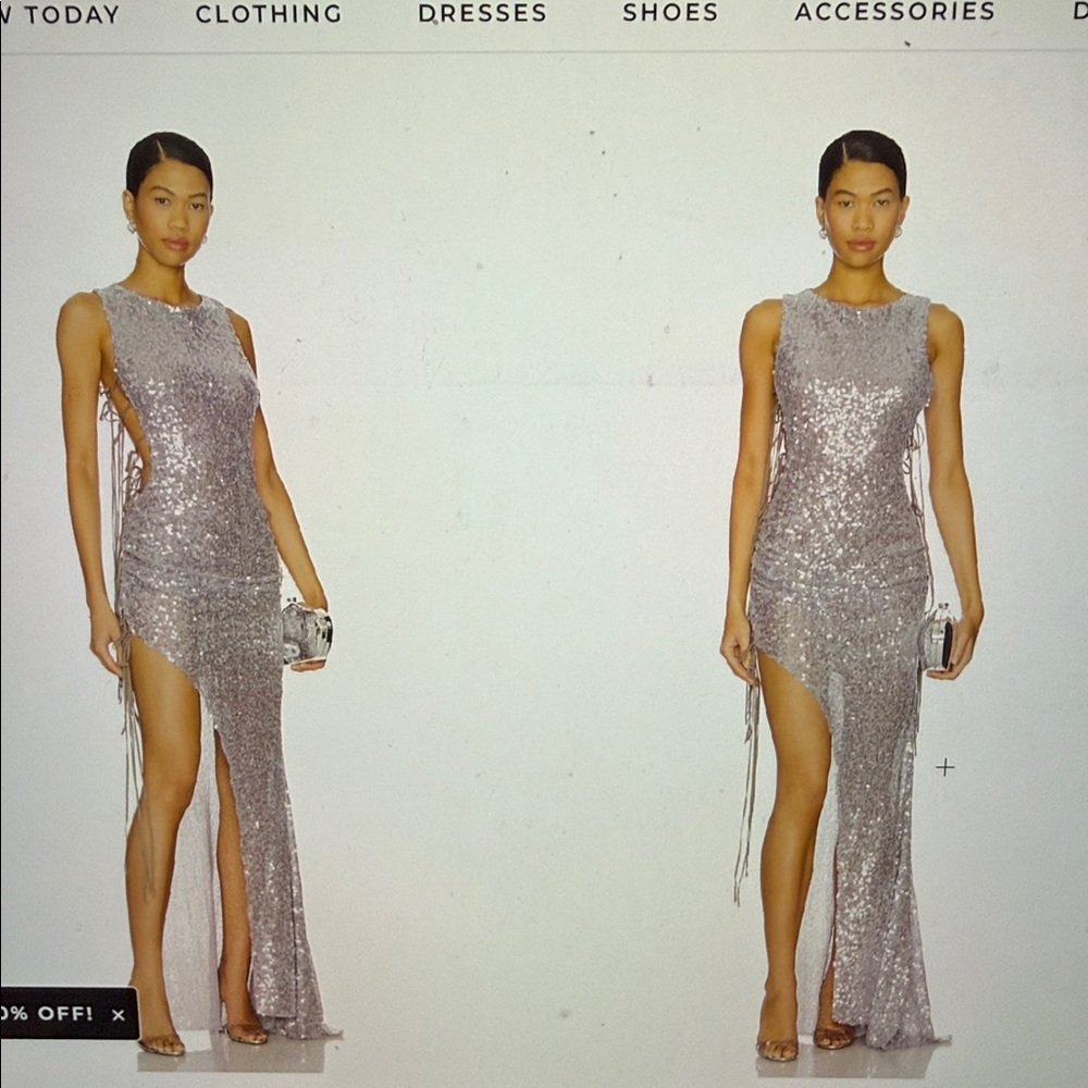 Glamorous Asymmetrical Silver Sequin Dress